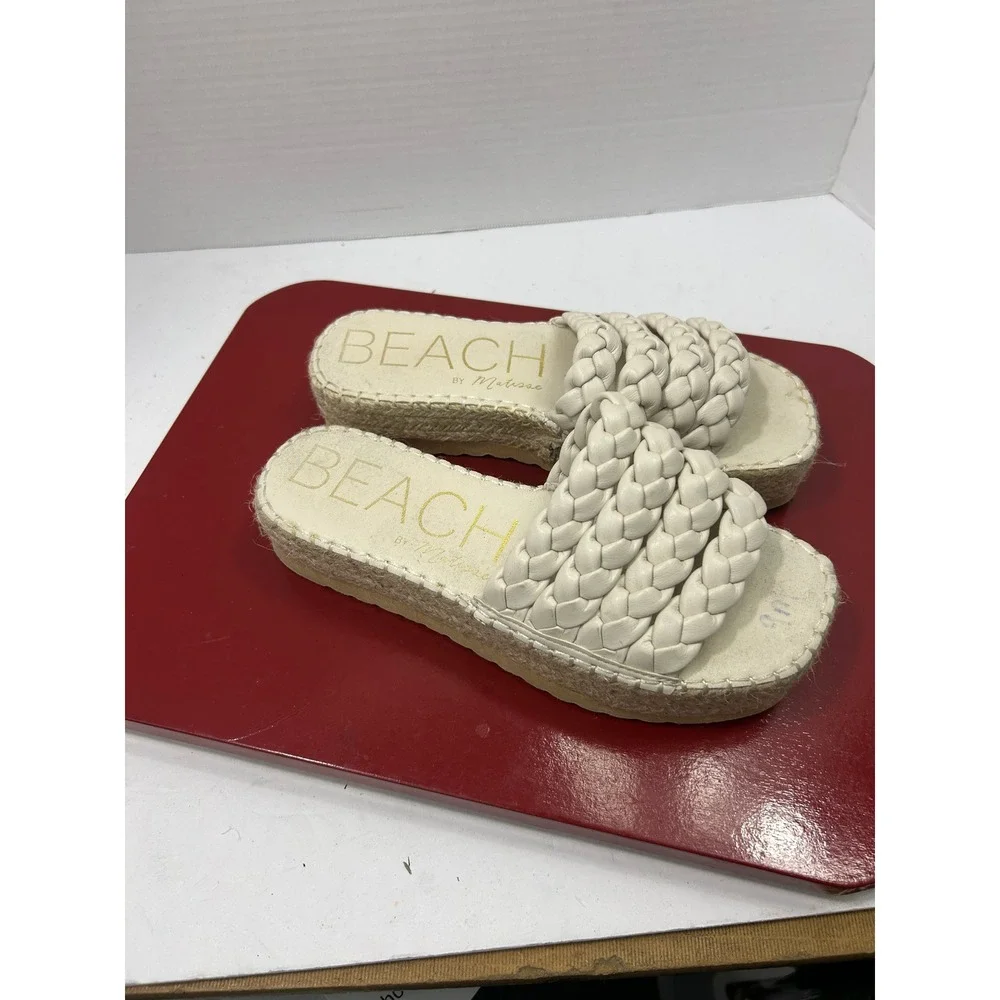 Beach by Matisse Braided Platform Sandals 9M Cream Espadrille Boho Coastal